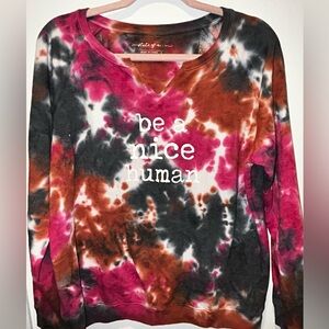 State of Mind Tie-Dye Crewneck in Pink, Rust & Black